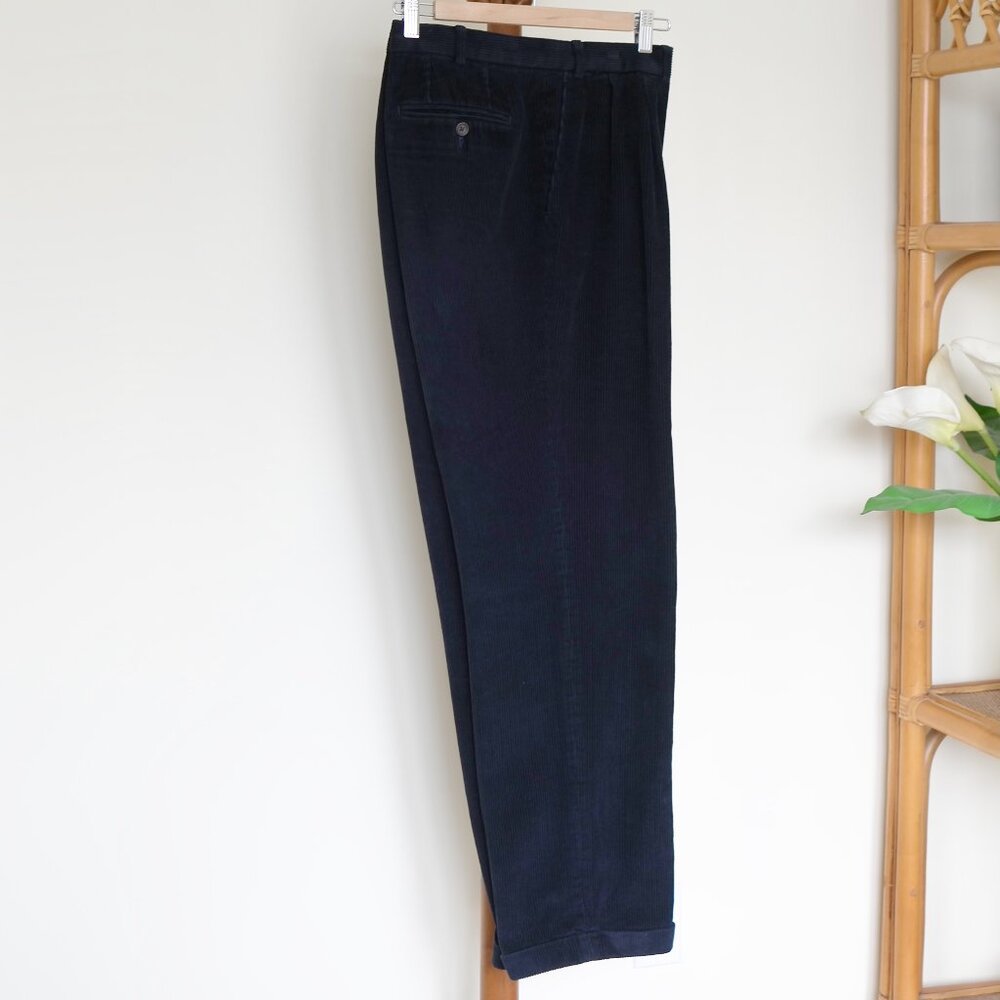Lauren Ralph Lauren Pleated Corduroy Classic Navy Men's 100% Cotton Pants 38X31
